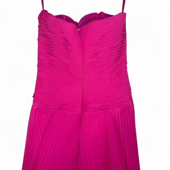 Fuchsia Strapless Pleated Evening Gown Sz XS Y2K Hot Pink Homecoming Prom Dress - Picture 8 of 10